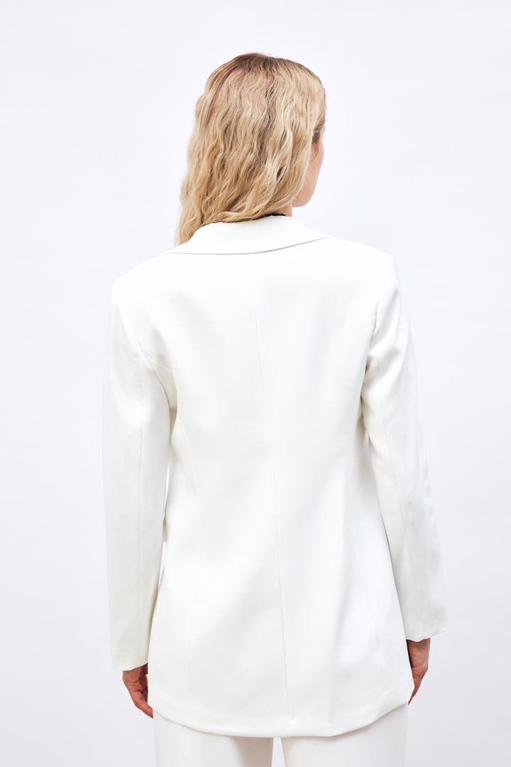 Sateen Veste ample contrastée - Écru