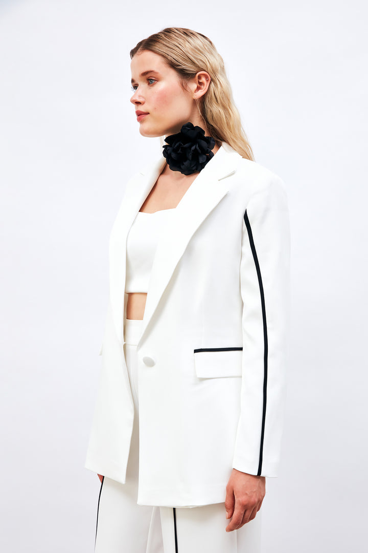 Sateen Veste ample contrastée - Écru