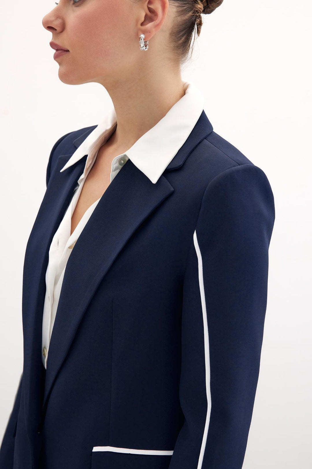 Sateen Veste ample contrastée - Bleu marine
