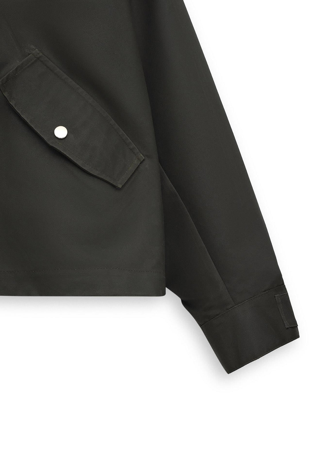 Giesto Veste courte en coton ciré kaki à col contrasté - Kaki