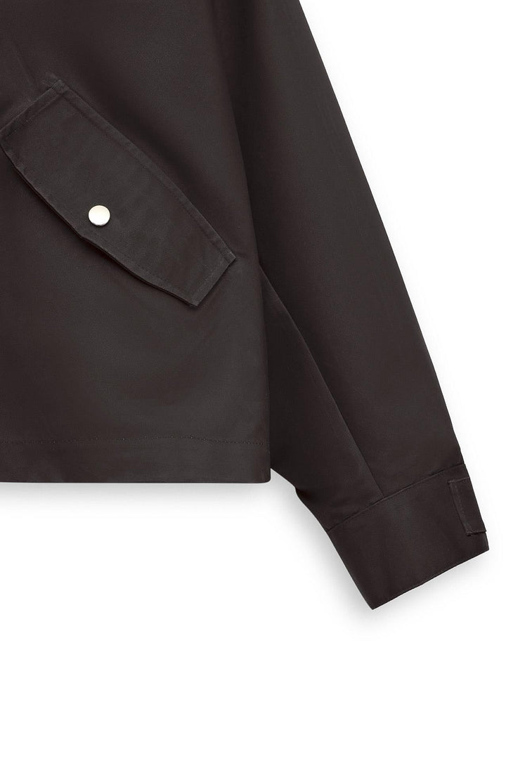 Giesto Veste courte en coton ciré marron à col contrasté - Marron