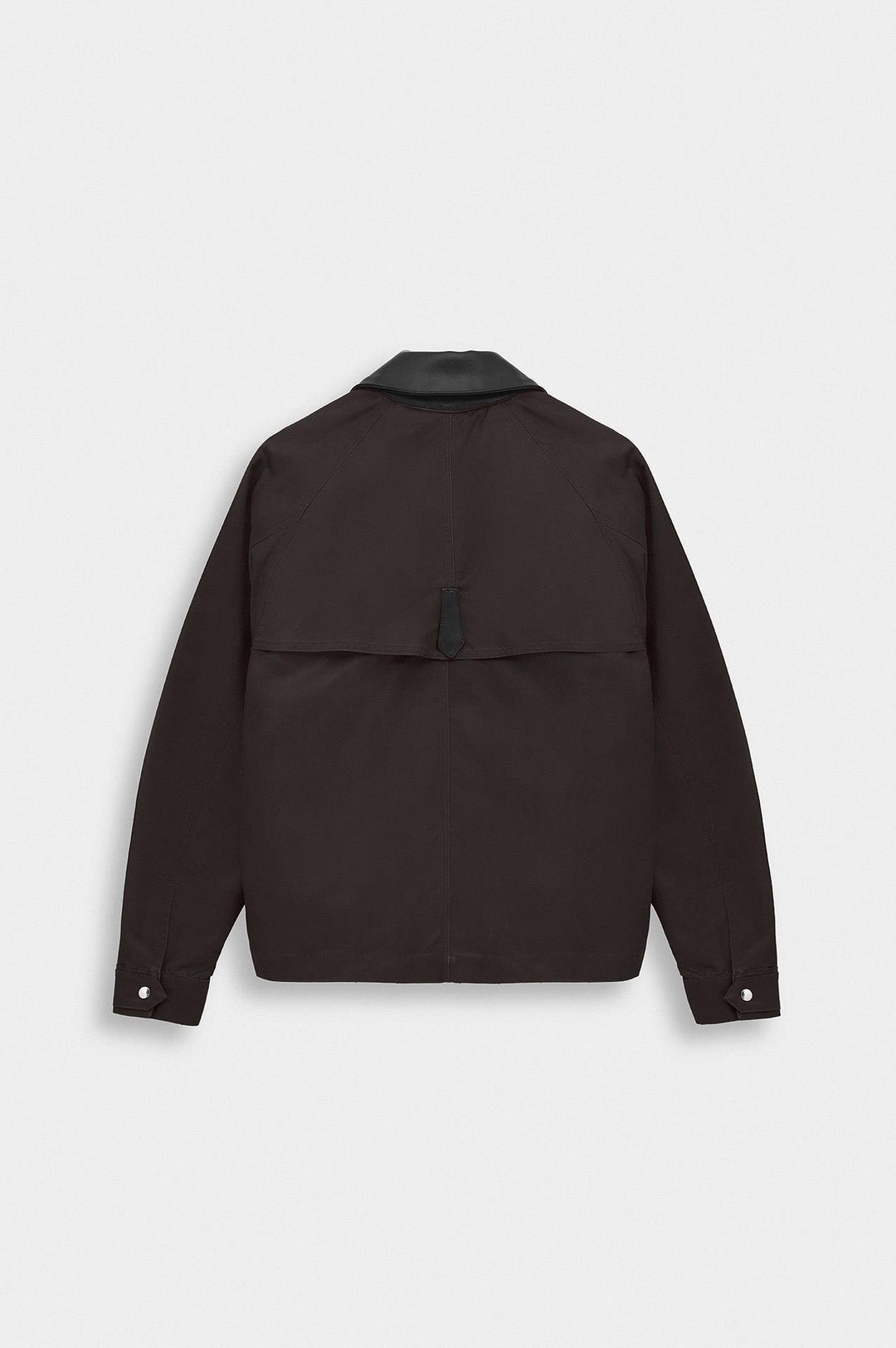 Giesto Veste courte en coton ciré marron à col contrasté - Marron