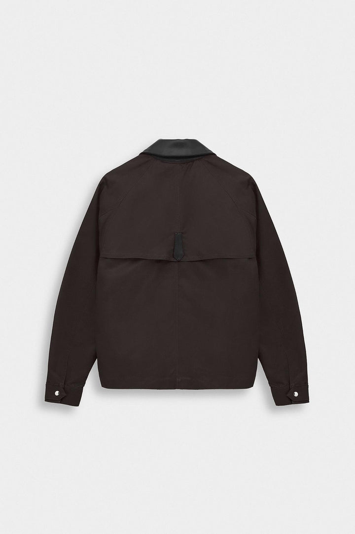 Giesto Veste courte en coton ciré marron à col contrasté - Marron