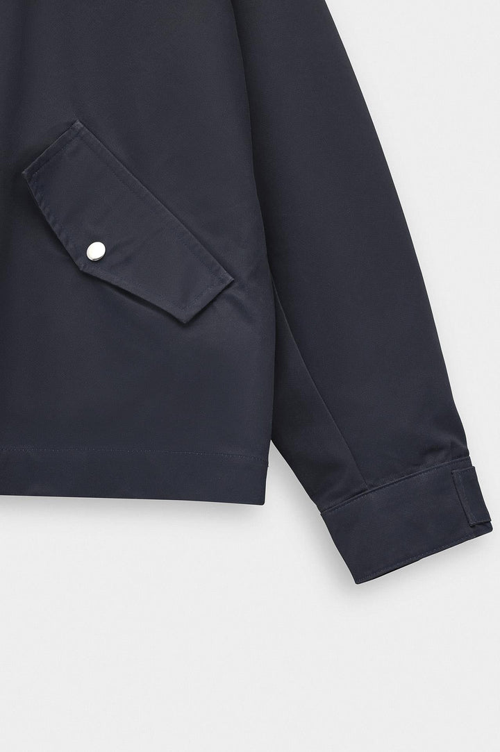Giesto Veste courte en coton ciré bleu marine à col contrasté - Bleu marine