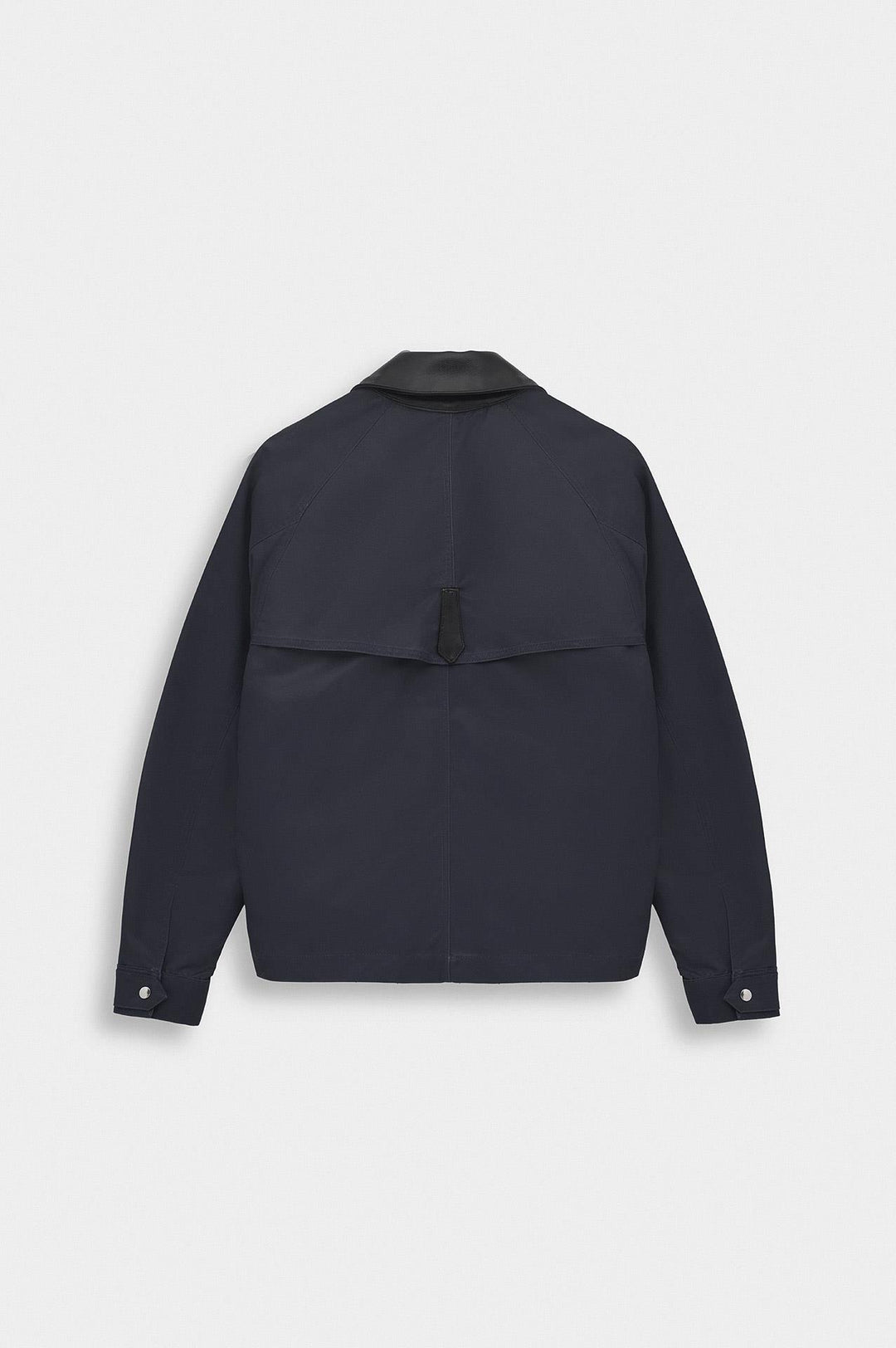 Giesto Veste courte en coton ciré bleu marine à col contrasté - Bleu marine