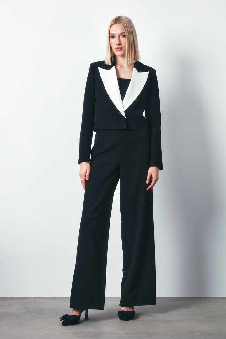 Sateen Veste courte contrastée - Noir