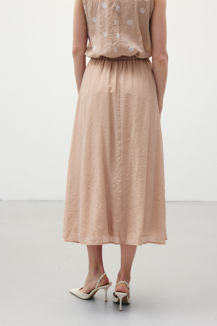 Sateen Jupe Évasée Plissée - Poudre