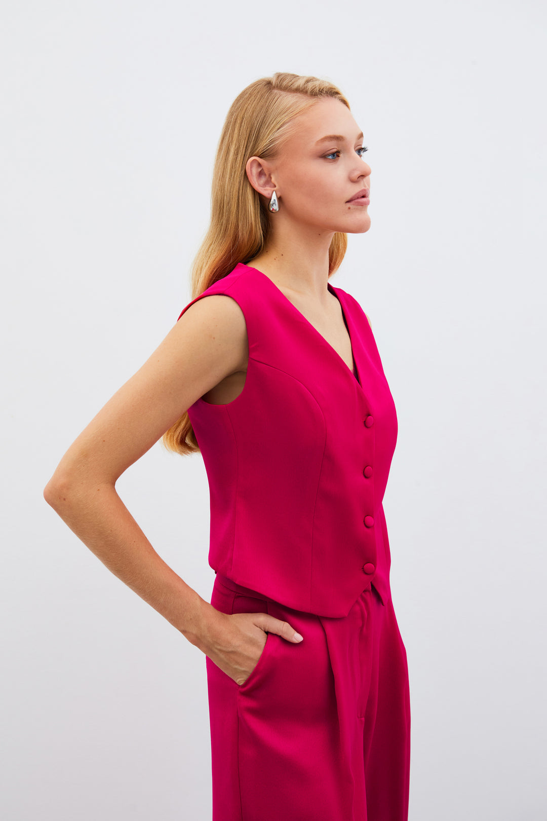Sateen Gilet en satin crêpe - Corail