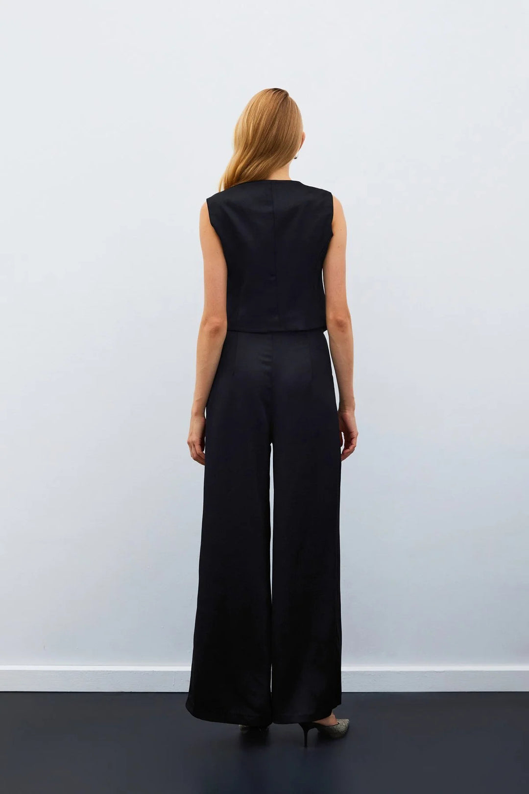 Sateen Gilet en satin crêpe - Noir