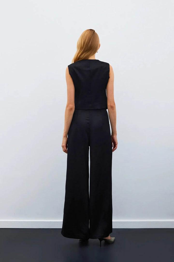 Sateen Gilet en satin crêpe - Noir