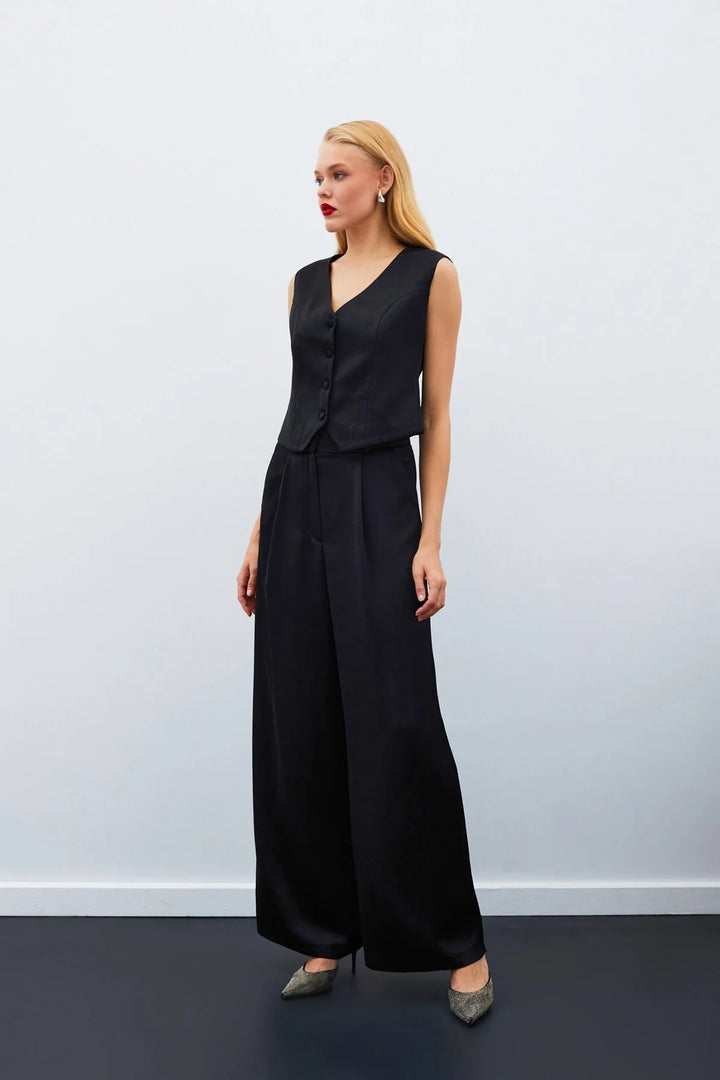 Sateen Gilet en satin crêpe - Noir