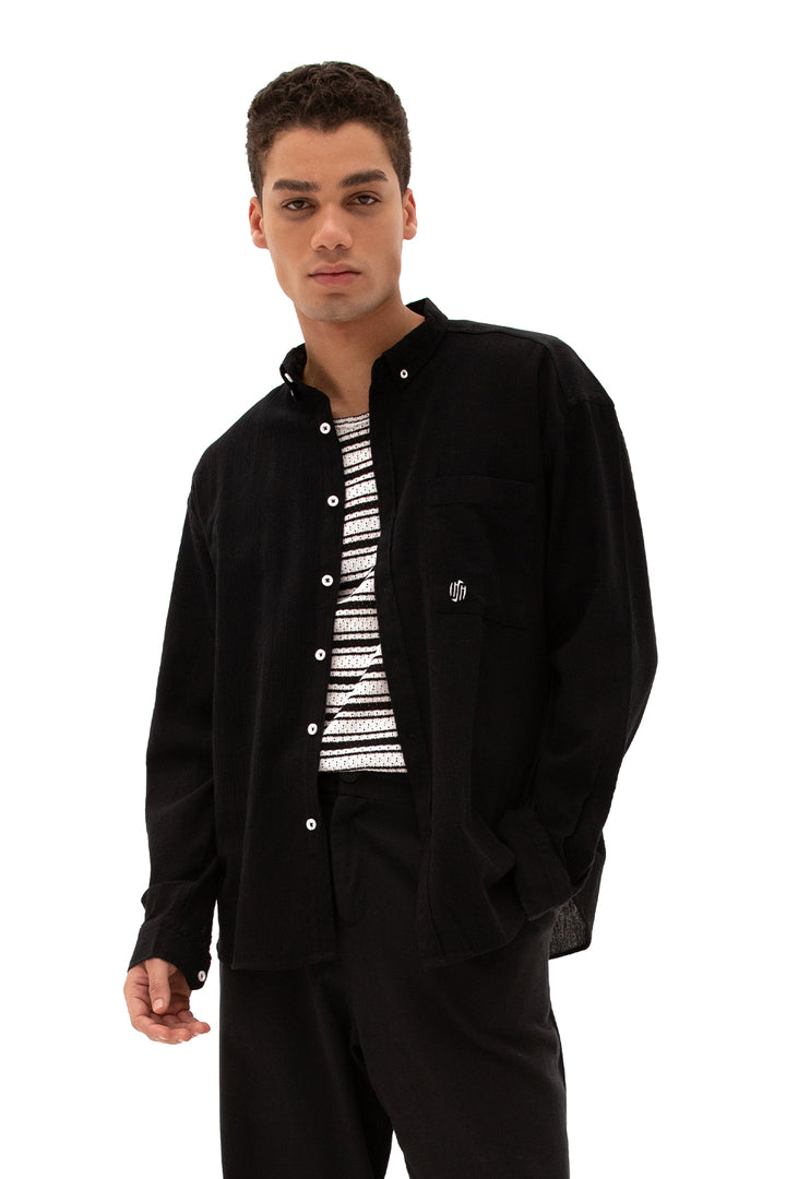 Giesto Chemise en crêpe - Noir