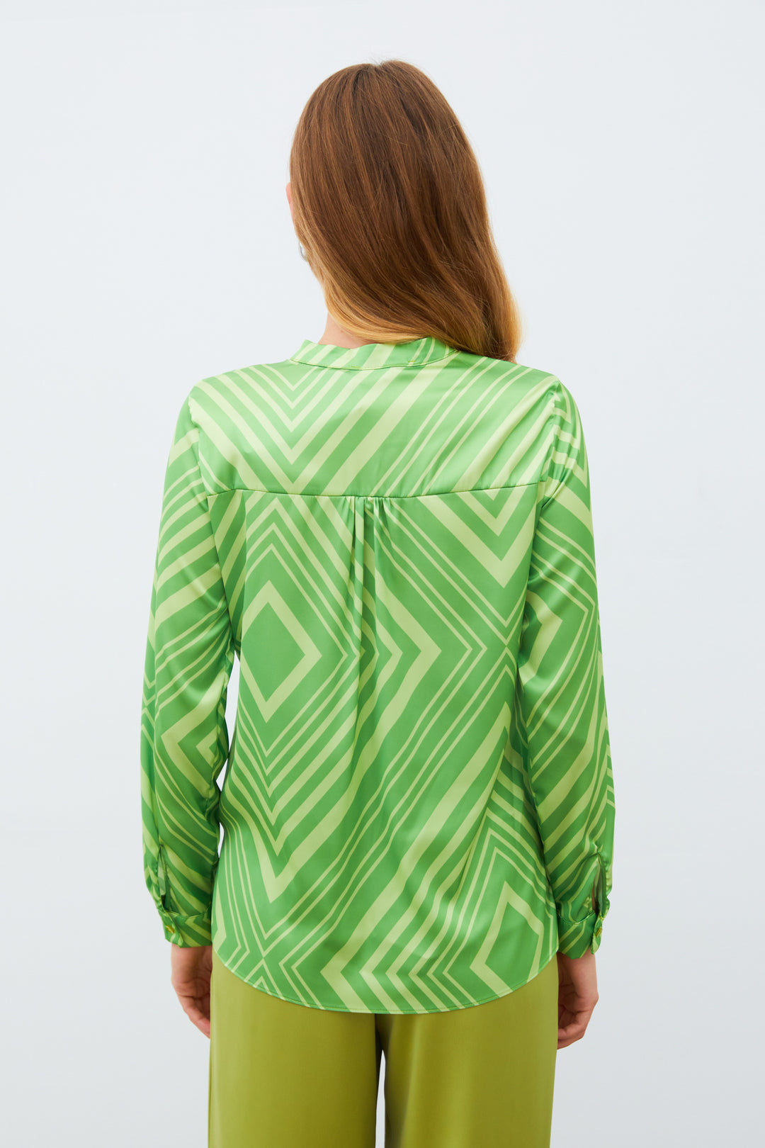 Sateen Blouse Croisée à Motifs - Vert