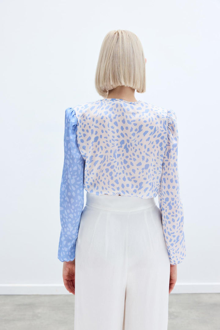 Sateen Body Croisé à Motifs - bebeBleu Écru