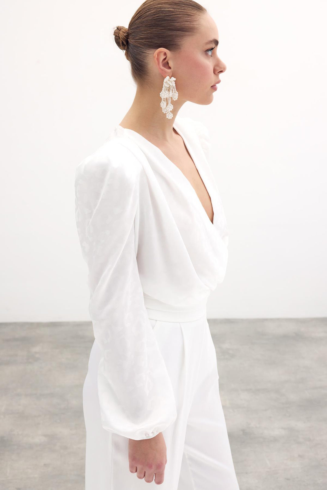 Sateen Body à motifs croisés - Écru
