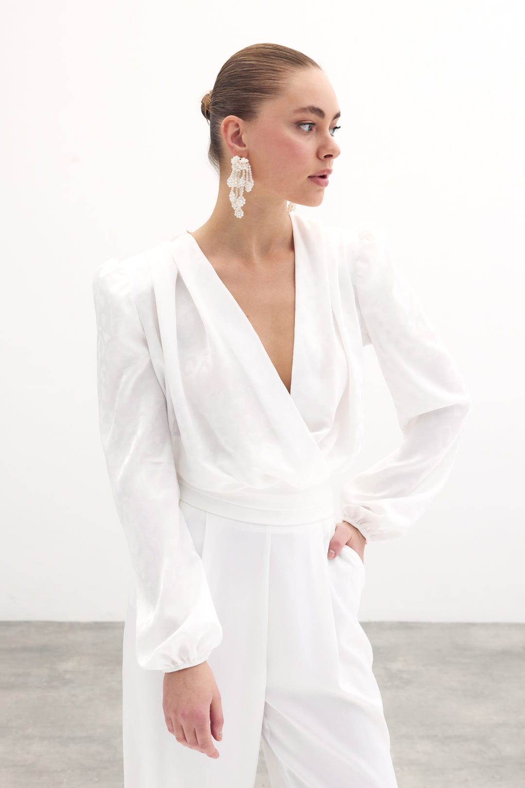 Sateen Body à motifs croisés - Écru