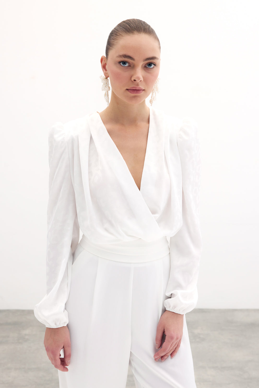 Sateen Body à motifs croisés - Écru