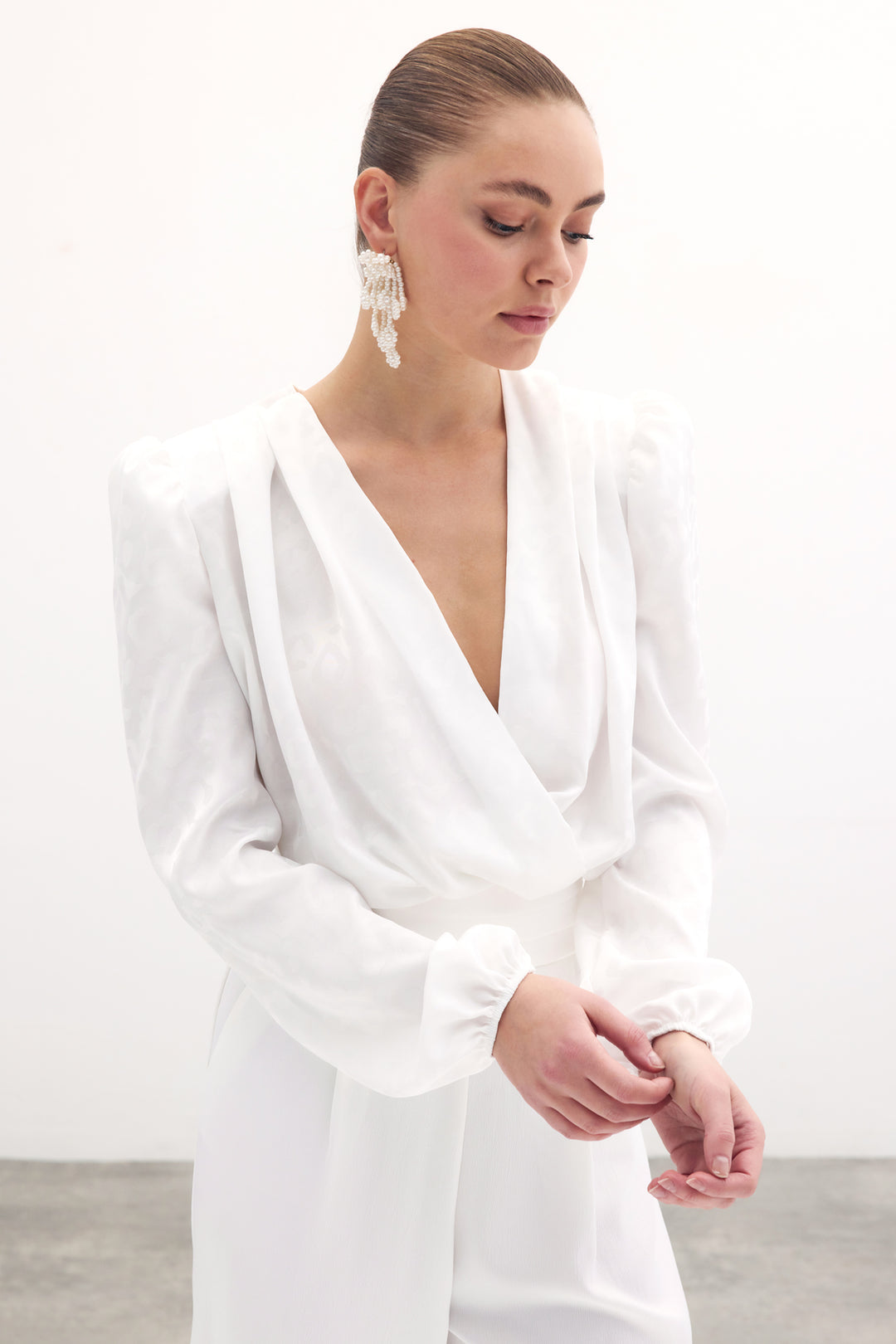 Sateen Body à motifs croisés - Écru