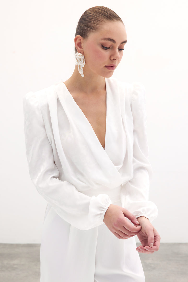 Sateen Body à motifs croisés - Écru