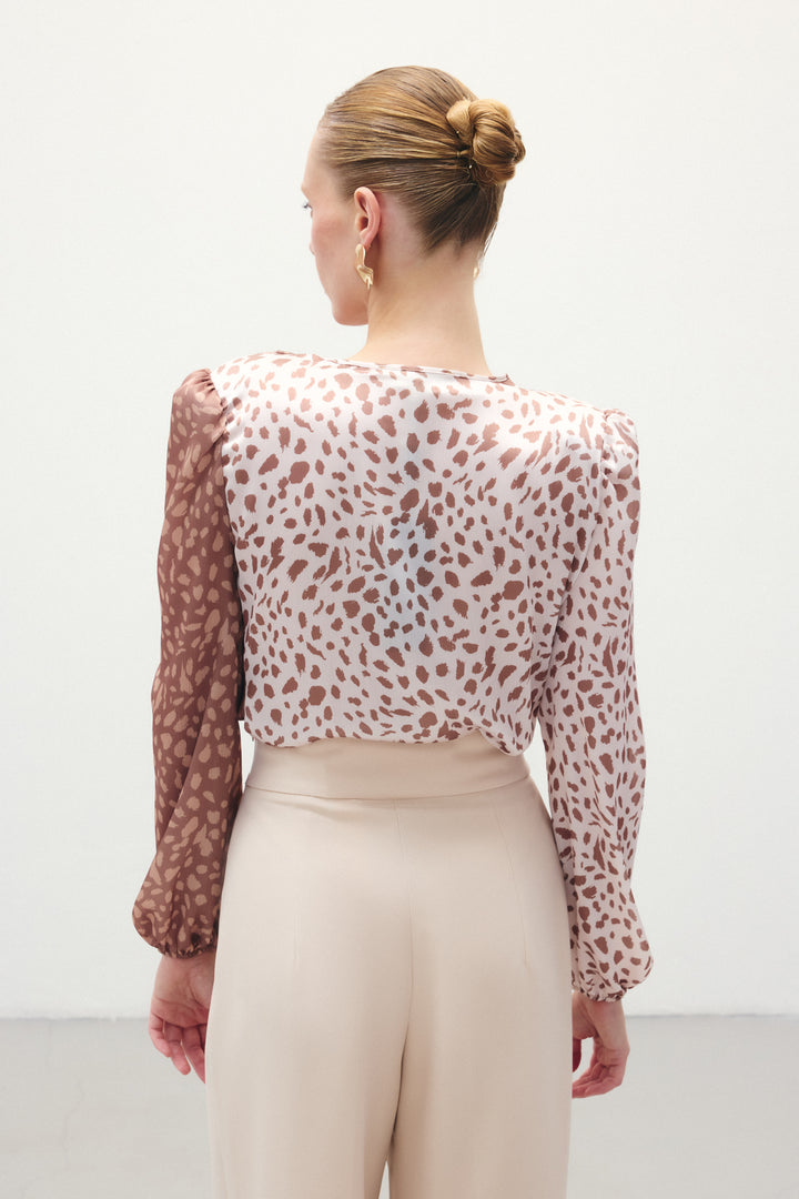 Sateen Body Imprimé Croisé - Marron-Beige
