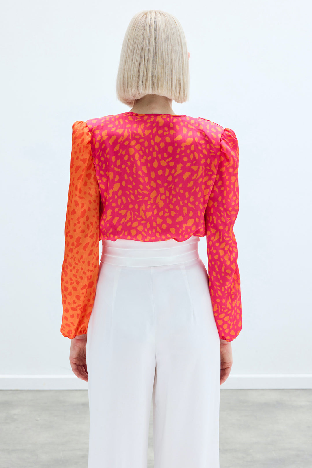 Sateen Body à motifs croisés - oranj-Fuchsia