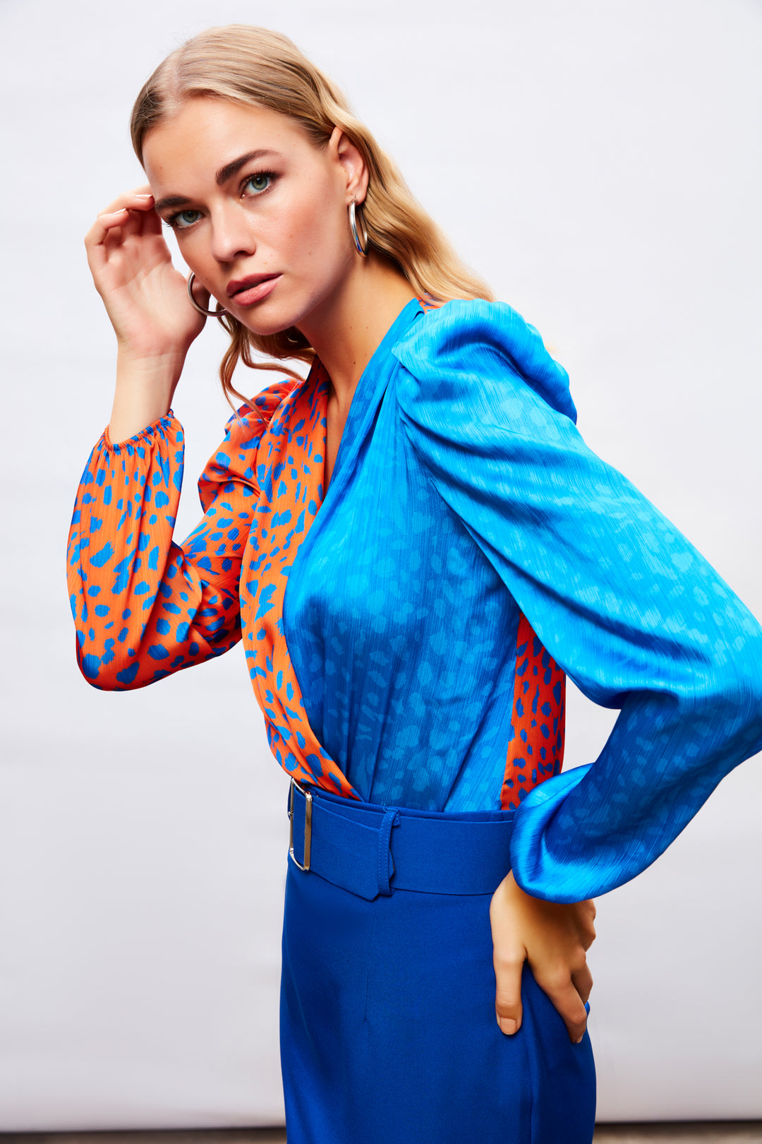 Sateen Body Croisé à Motifs - oranj-sax Bleu