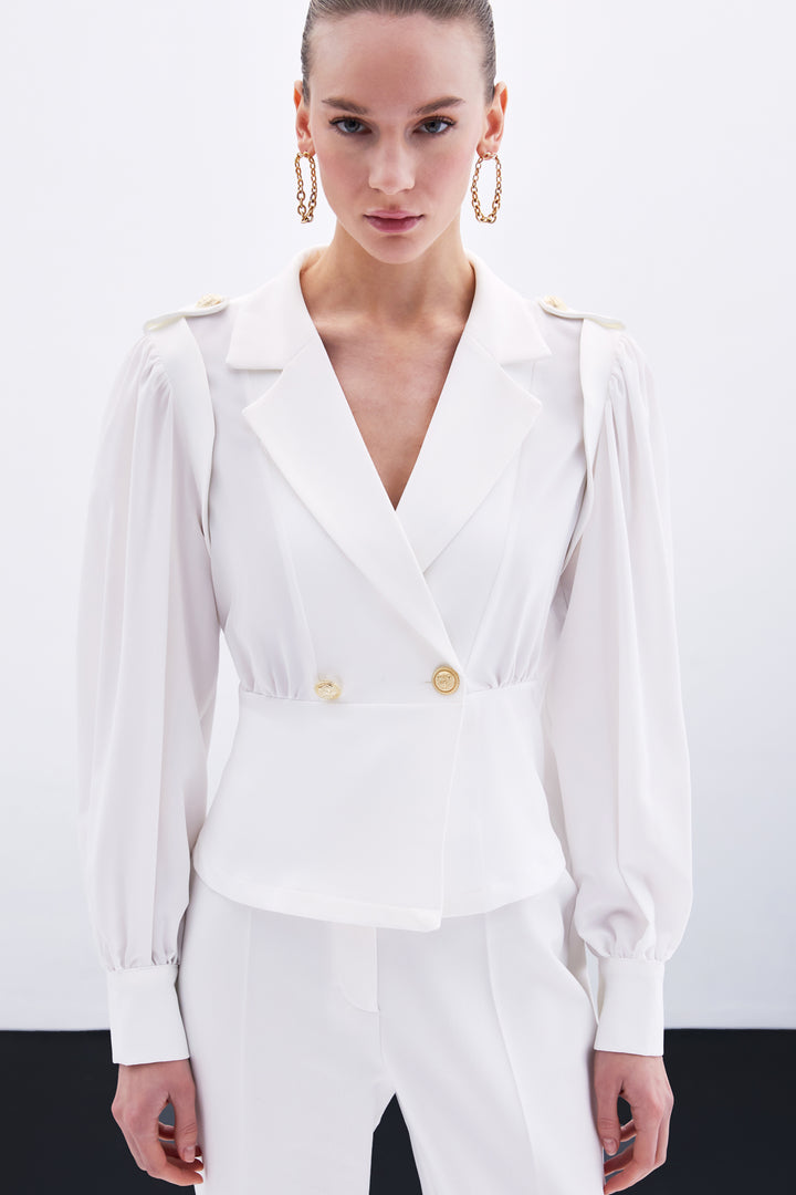 Sateen Veste courte croisée - Écru