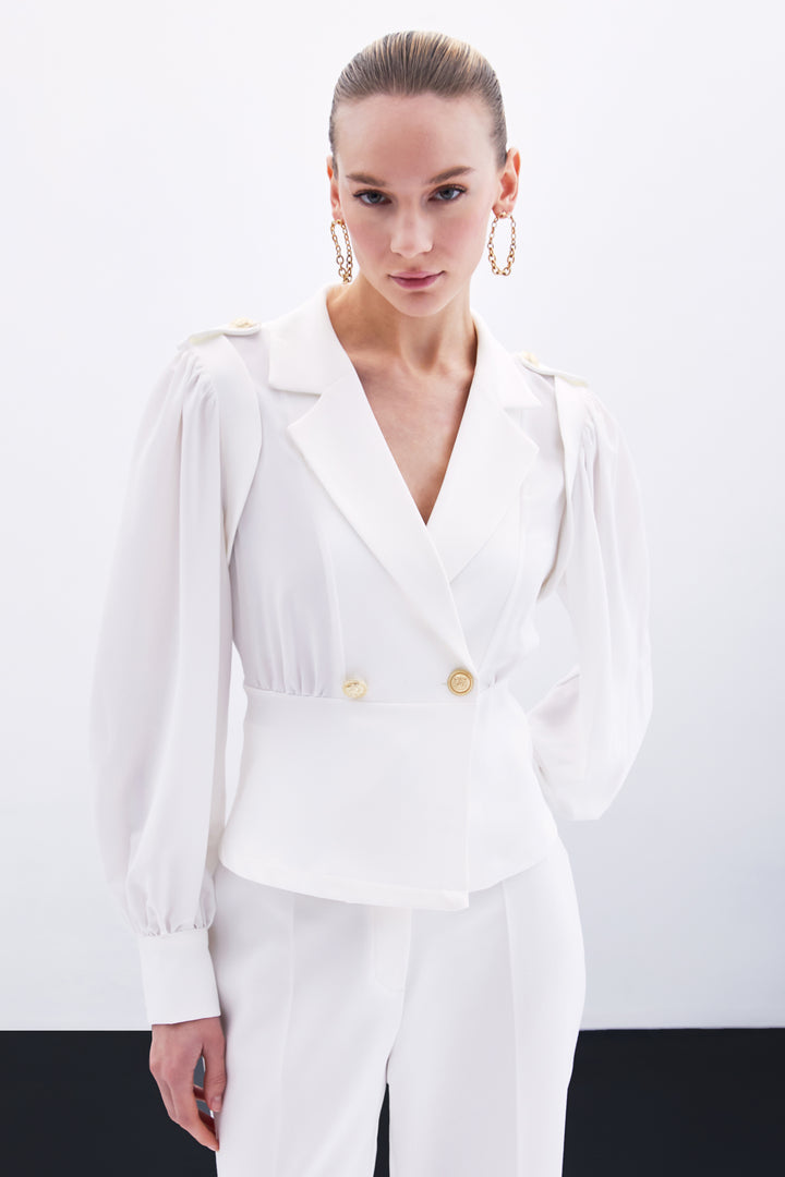 Sateen Veste courte croisée - Écru
