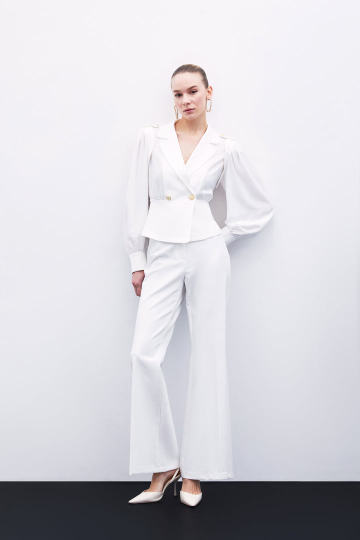 Sateen Veste courte croisée - Écru