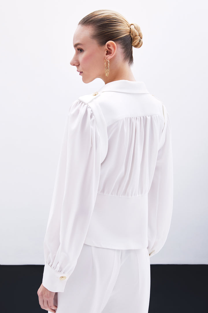 Sateen Veste courte croisée - Écru