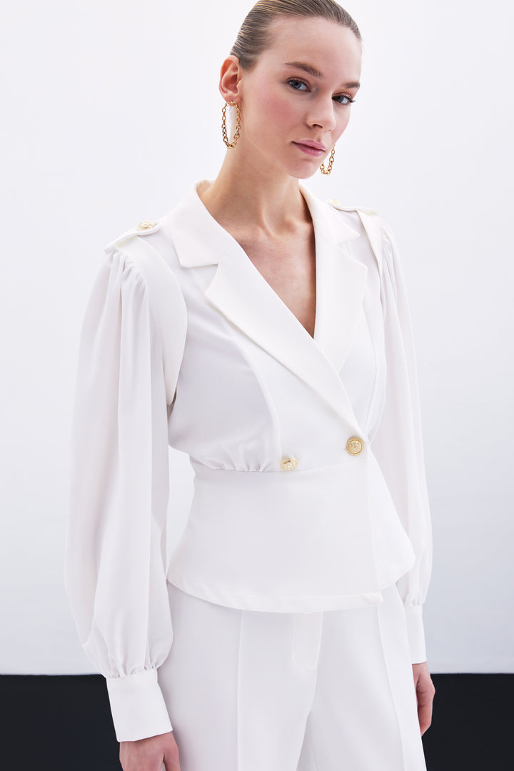 Sateen Veste courte croisée - Écru