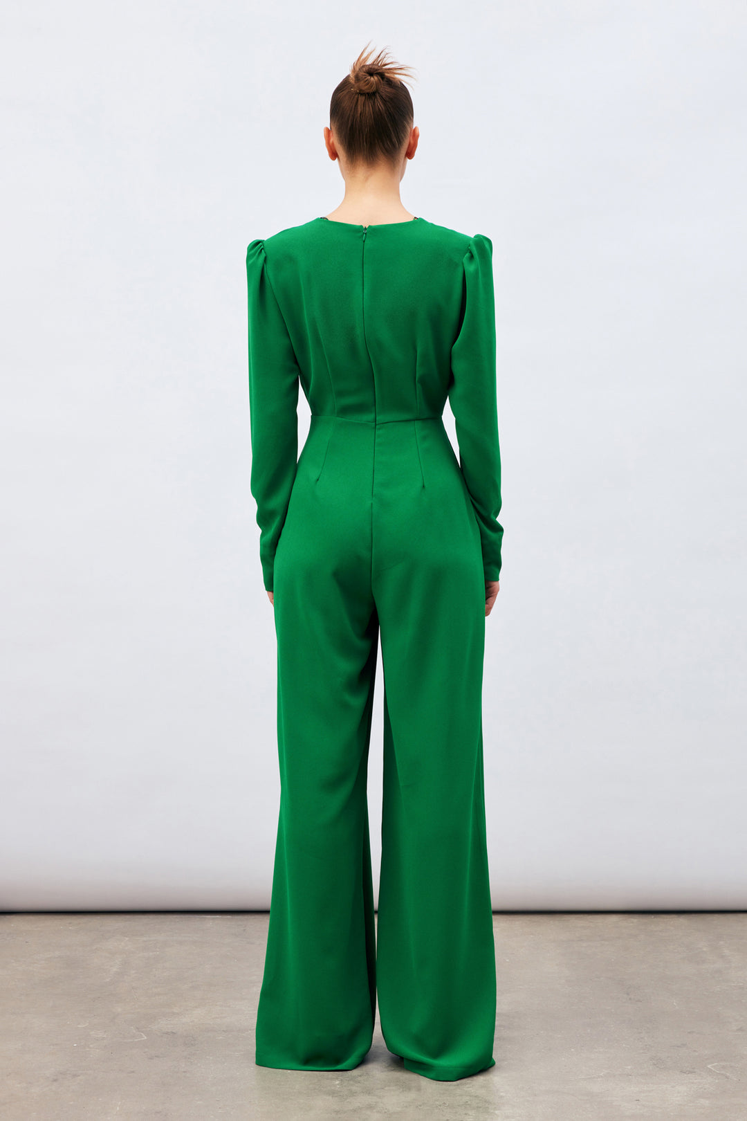 Sateen Combinaison en crêpe avec pierres décoratives - Vert