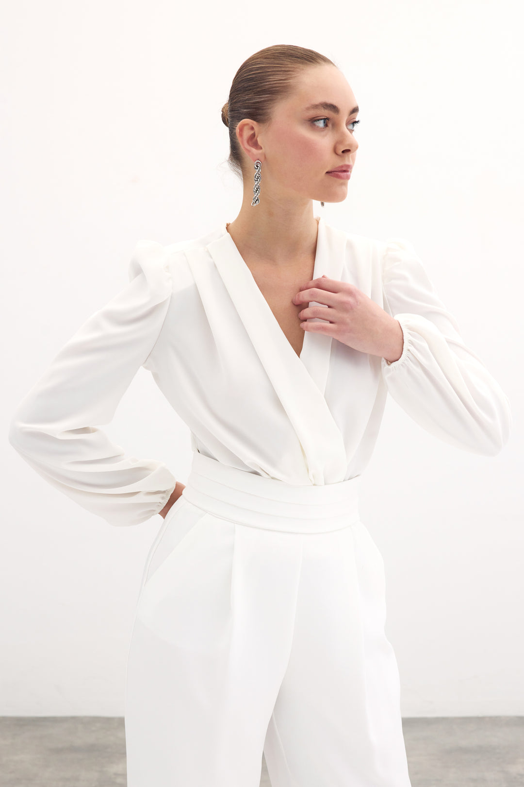Sateen Body croisé avec épaulettes - Écru