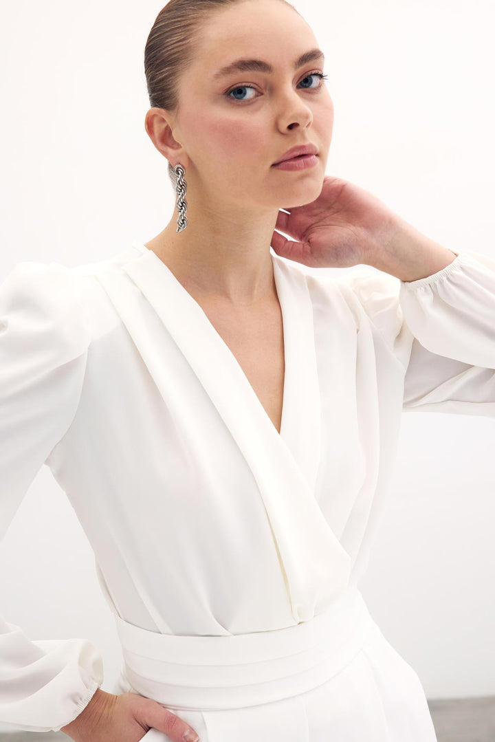 Sateen Body croisé avec épaulettes - Écru
