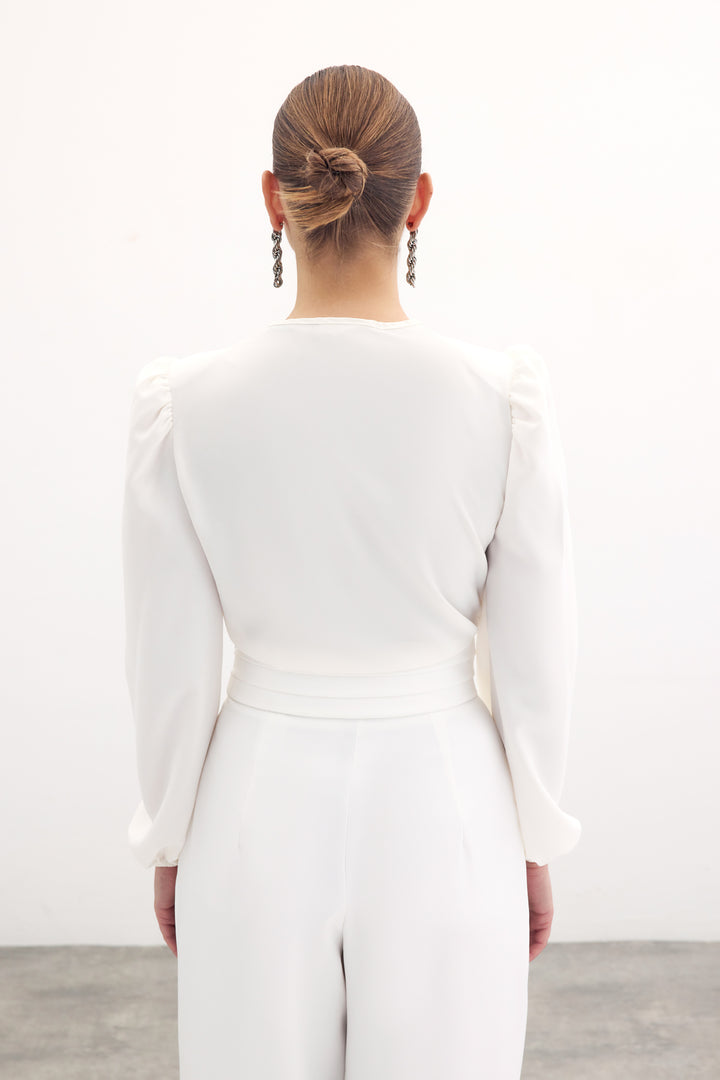 Sateen Body croisé avec épaulettes - Écru