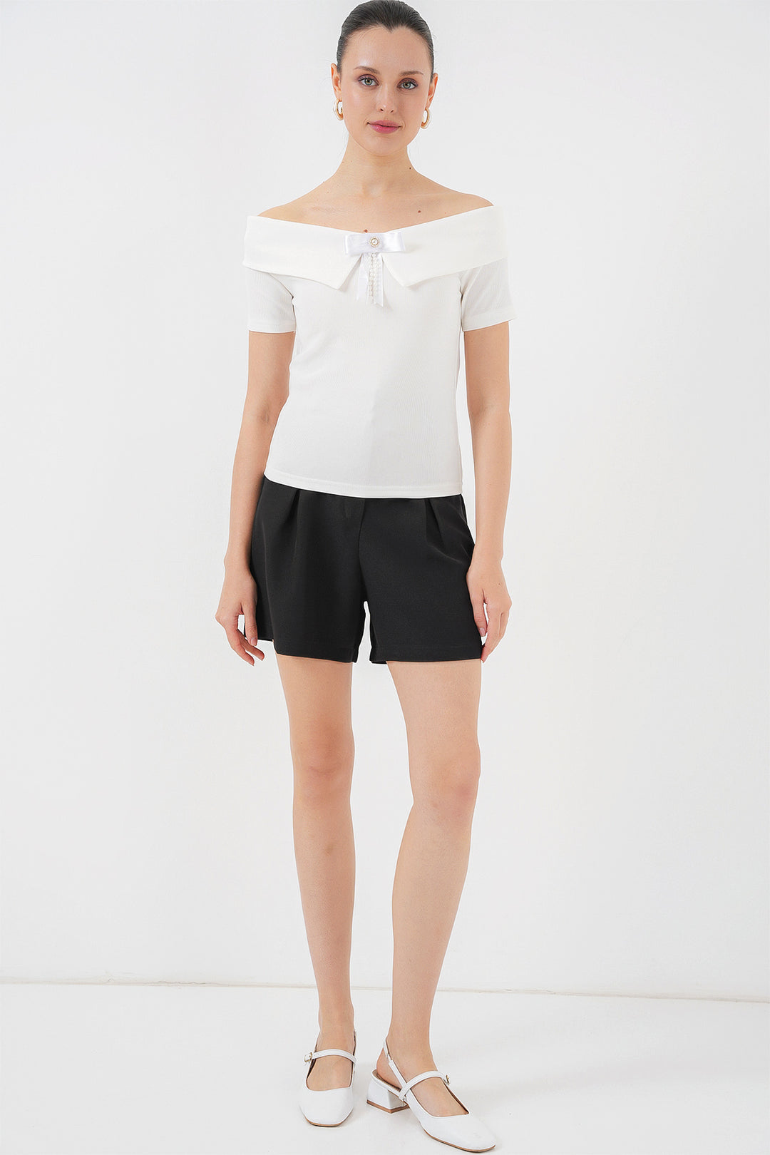 Bigdart Blouse Tricotée Détail Nœud 949 - Blanc