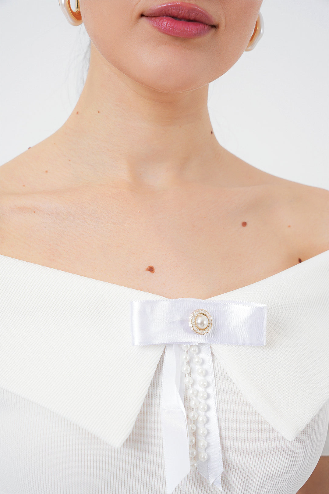 Bigdart Blouse Tricotée Détail Nœud 949 - Blanc