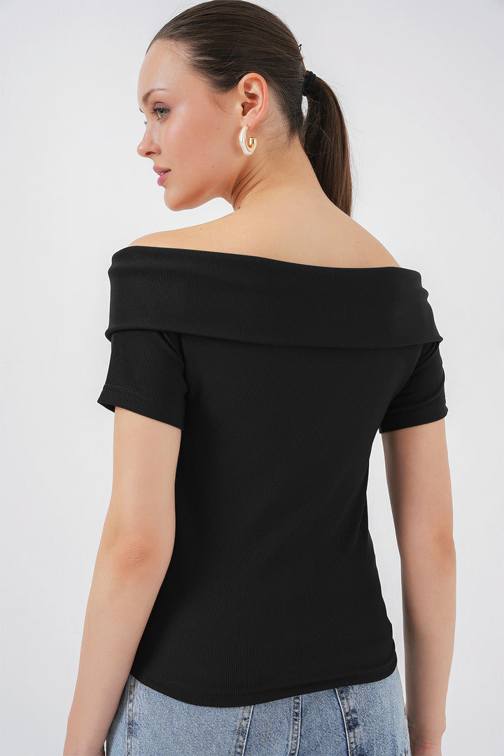 Bigdart Blouse Tricotée Détail Nœud 949 - Noir