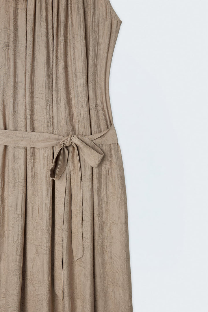 Sateen Robe Ceinturée - camel