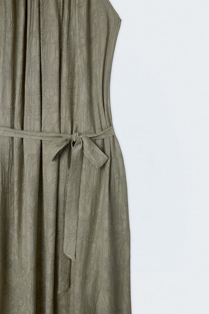 Sateen Robe Ceinturée - Kaki