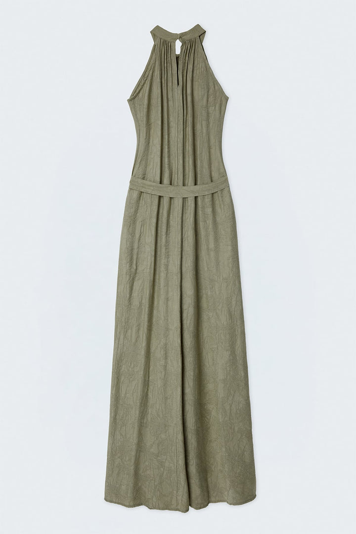 Sateen Robe Ceinturée - Kaki