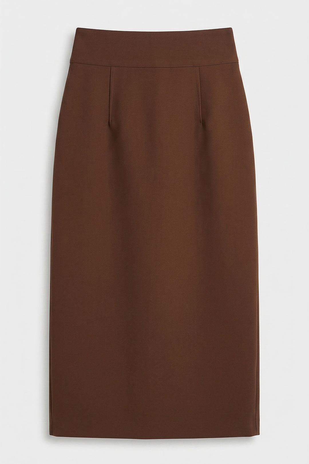 Sateen Jupe Crayon Ceinturée - Marron