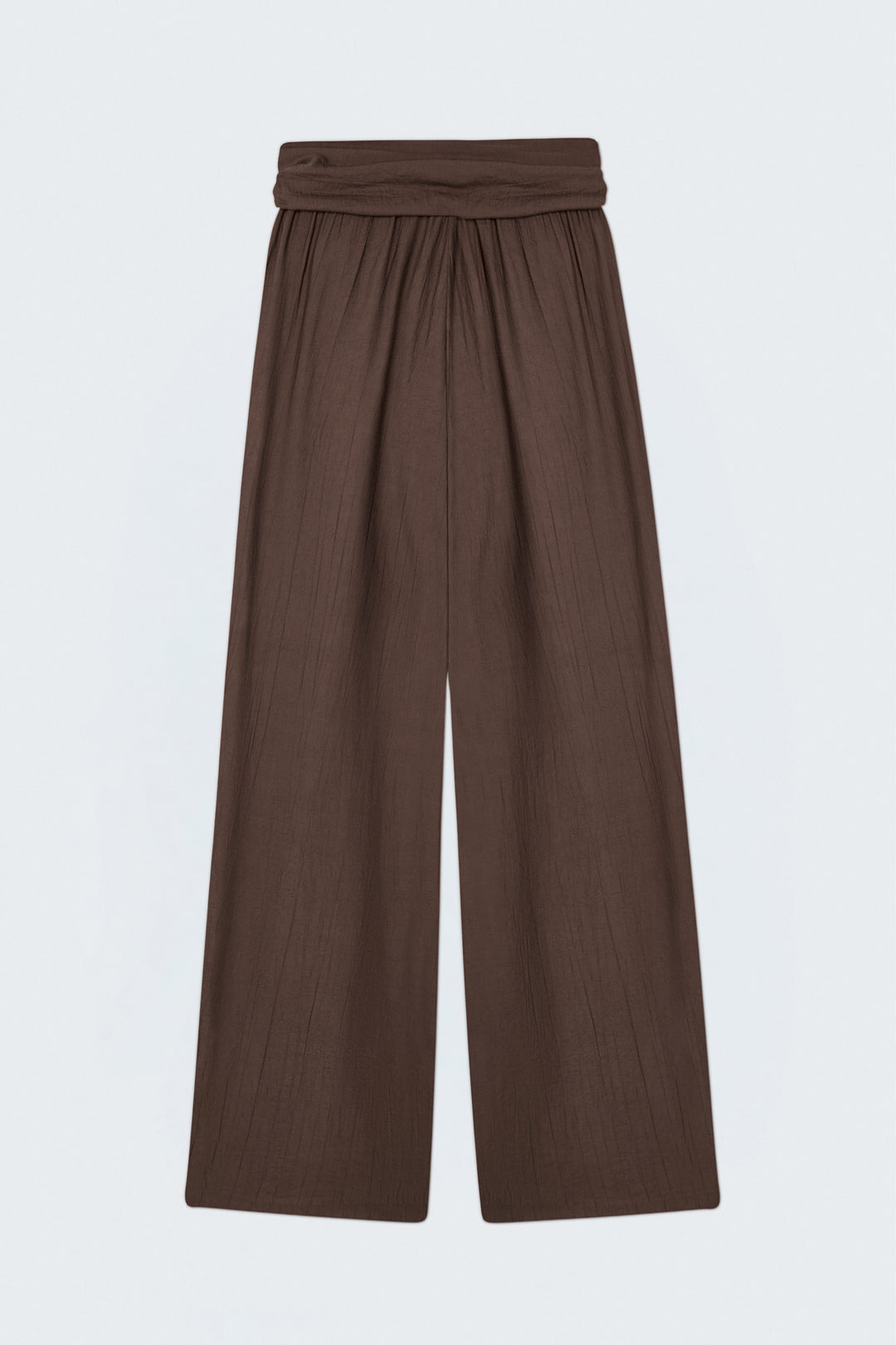 Sateen Pantalon à ceinture - Marron