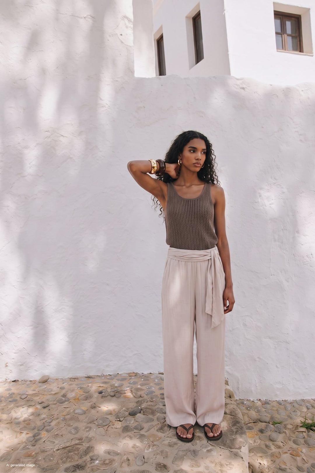 Sateen Pantalon à ceinture - Pierre