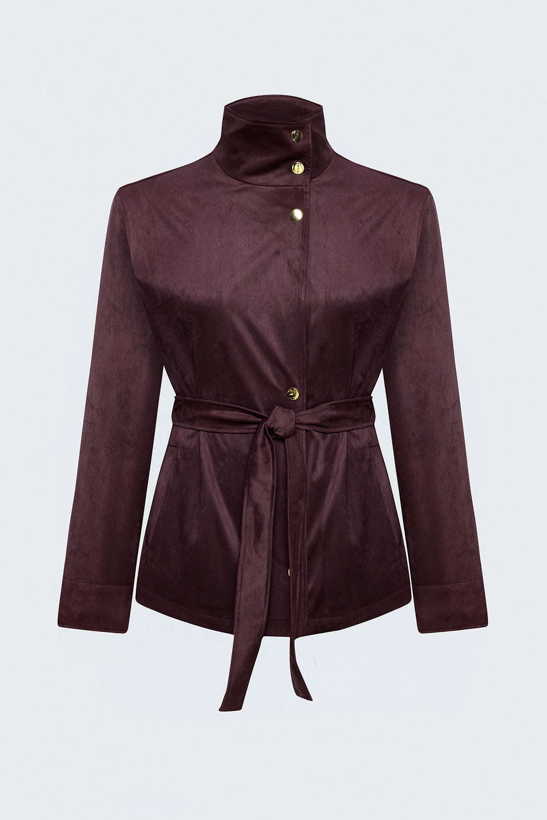Sateen Veste en suède avec ceinture - Bordeaux