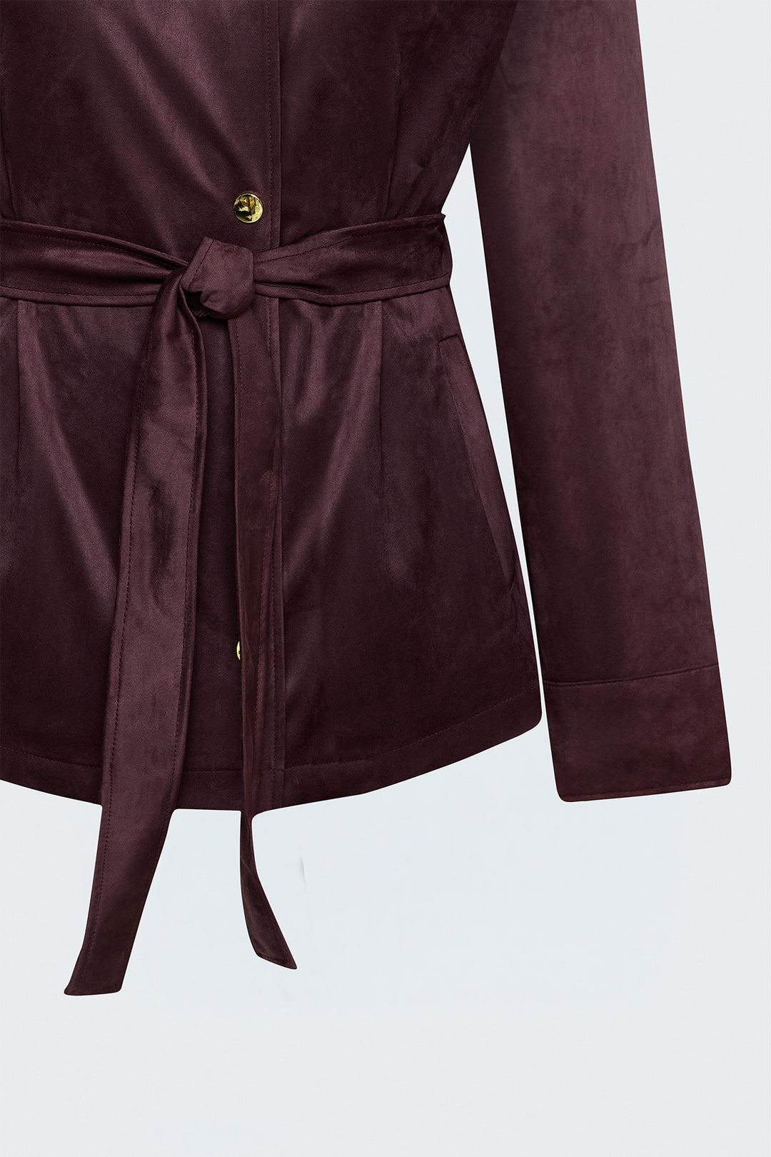 Sateen Veste en suède avec ceinture - Bordeaux