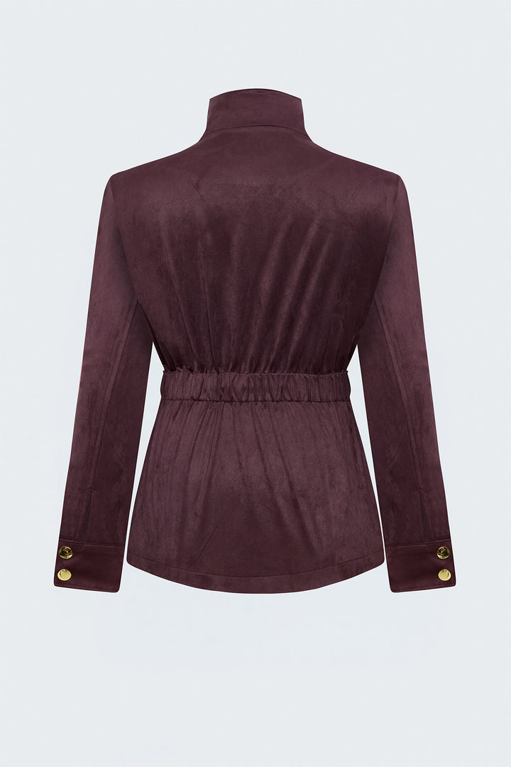 Sateen Veste en suède avec ceinture - Bordeaux