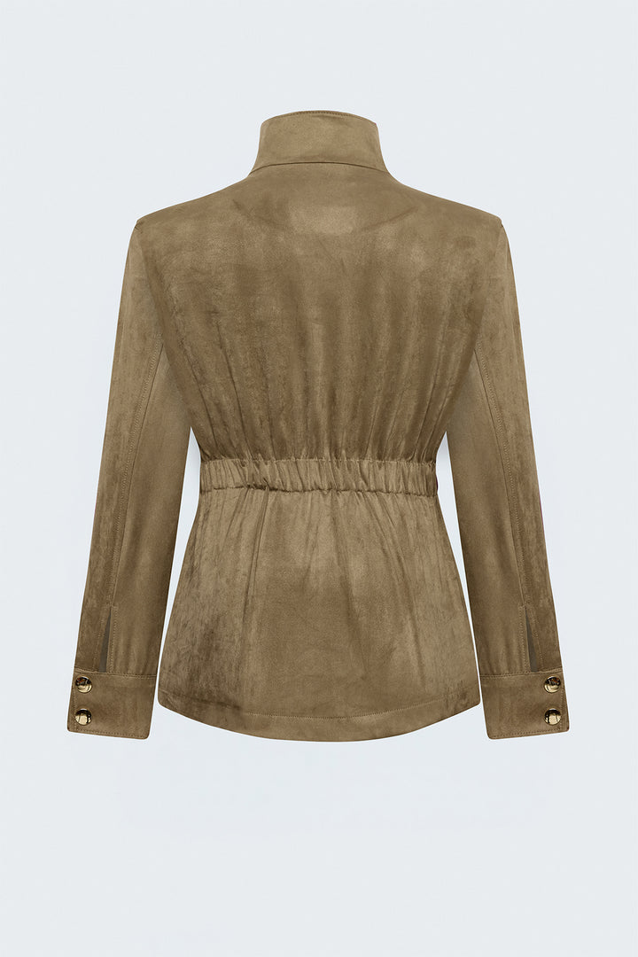 Sateen Veste en suède avec ceinture - Camel