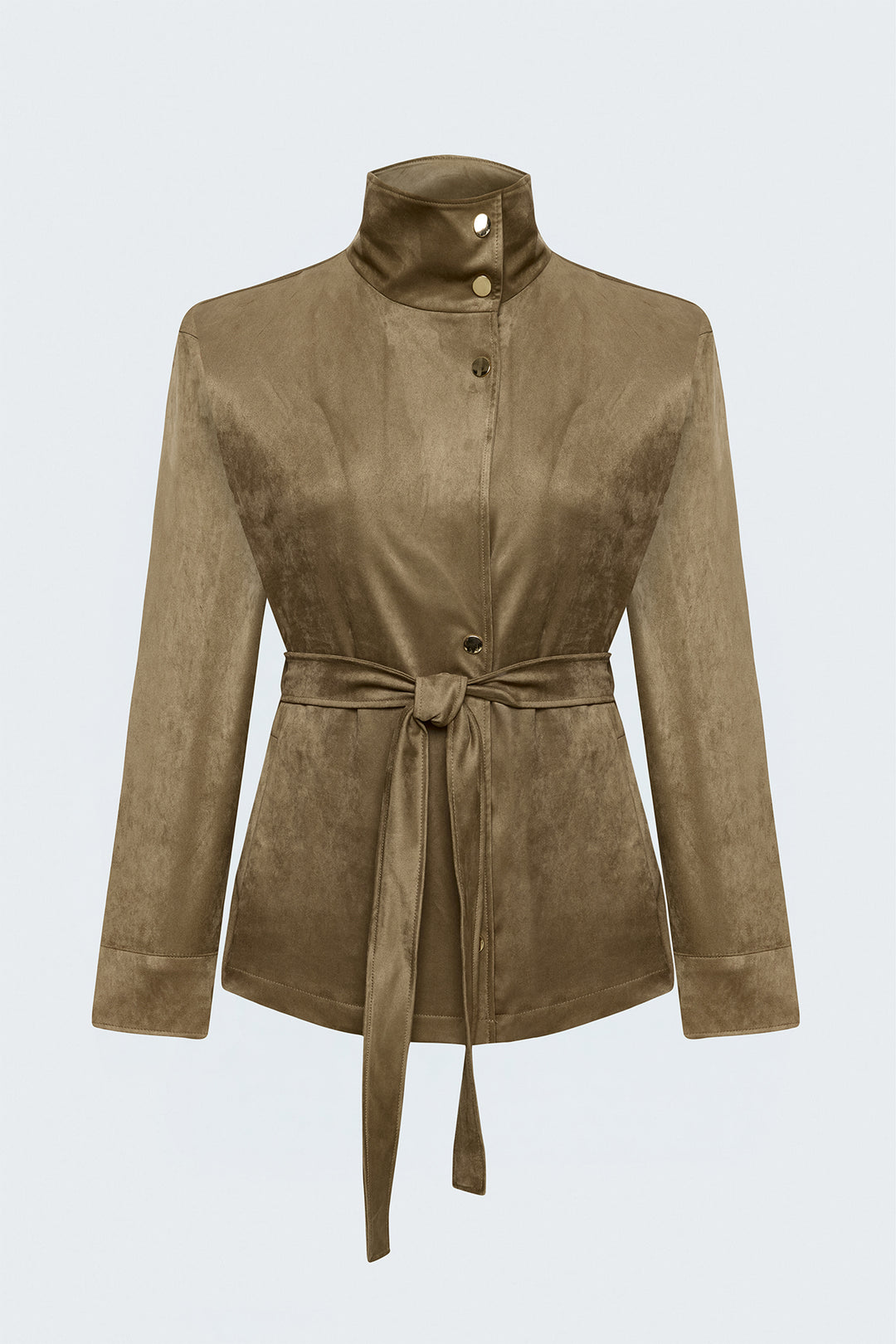 Sateen Veste en suède avec ceinture - Camel