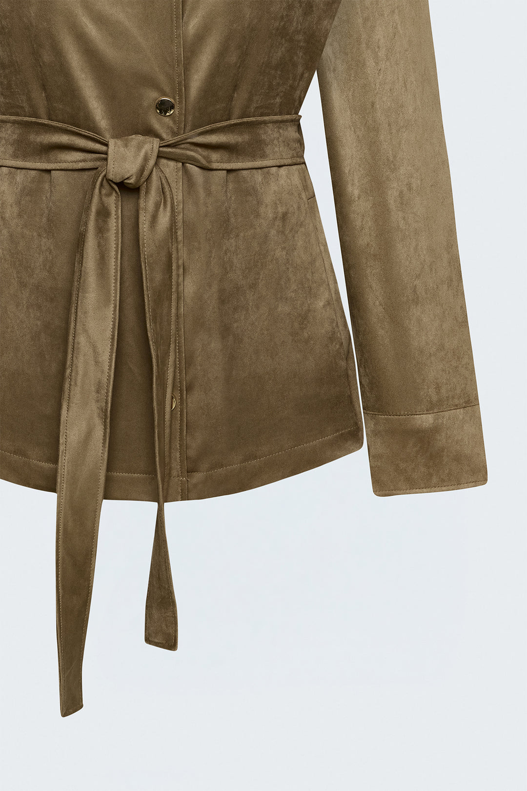Sateen Veste en suède avec ceinture - Camel